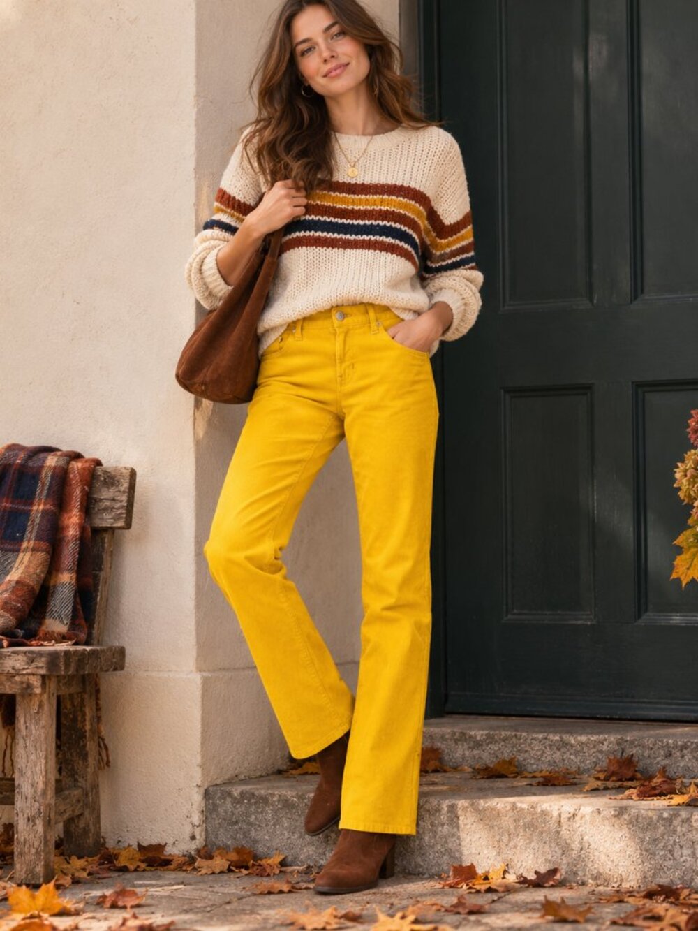 GAP 1969 Real Straight Corduroy Pants Womens 27/4 Mustard Gold Yellow Stretch